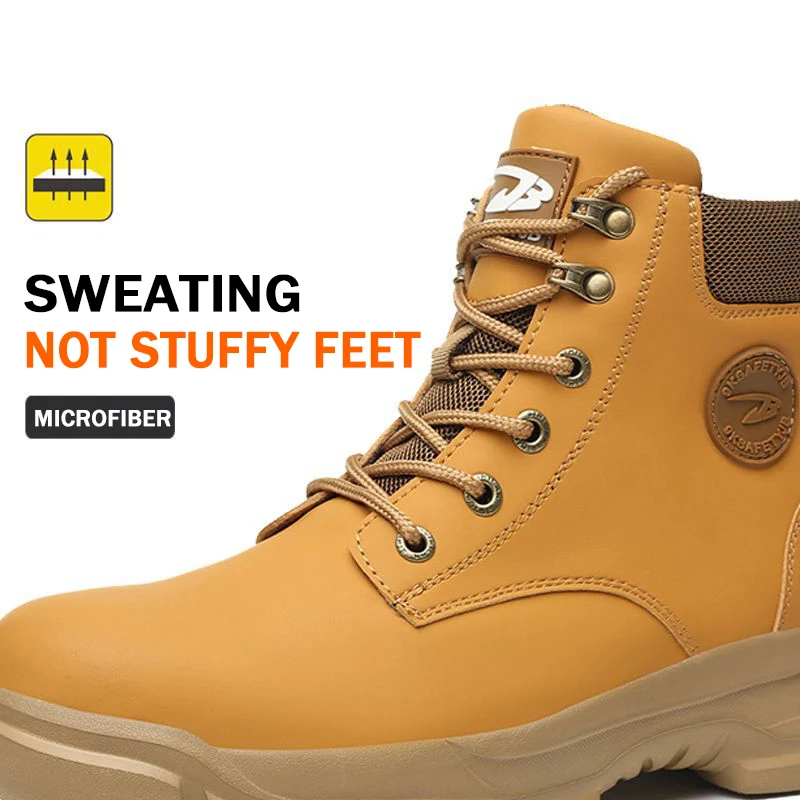 Lynjacye Work Boots Mid Cut Safety Shoes Men Work Sneakers Indestructible Shoes Puncture-Proof Protective Shoes Work Boots 3