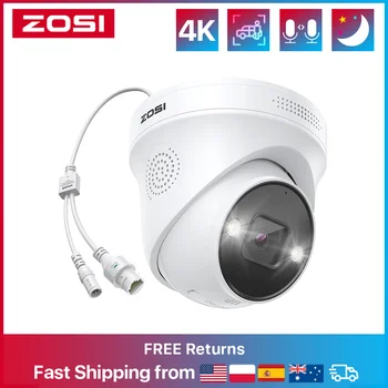 ZOSI 4K PoE IP Camera AI Human Detect Outdoor Security Camera H.265+ 8MP/5MP 100ft Night Vision IP66 Video Surveillance Camera 1