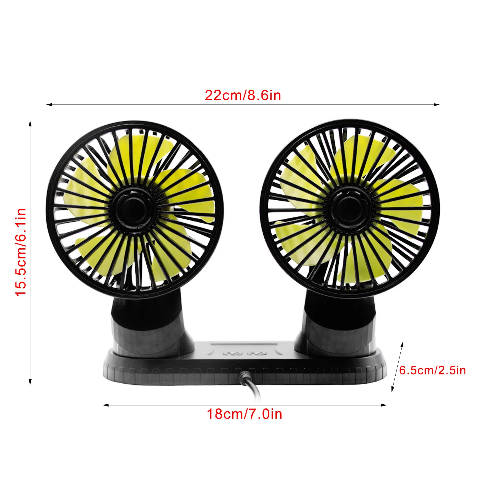 USB Powered Car Fan Multi-Angle Rotatable Dual Head 3-Speed Dashboard ABS Three Speeds Summer Cooling Fan Accessories