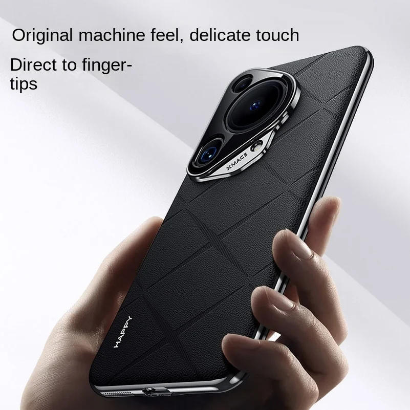 Luxury Leather Case with Camera Lens Protection - Hard Slim Textured Cover