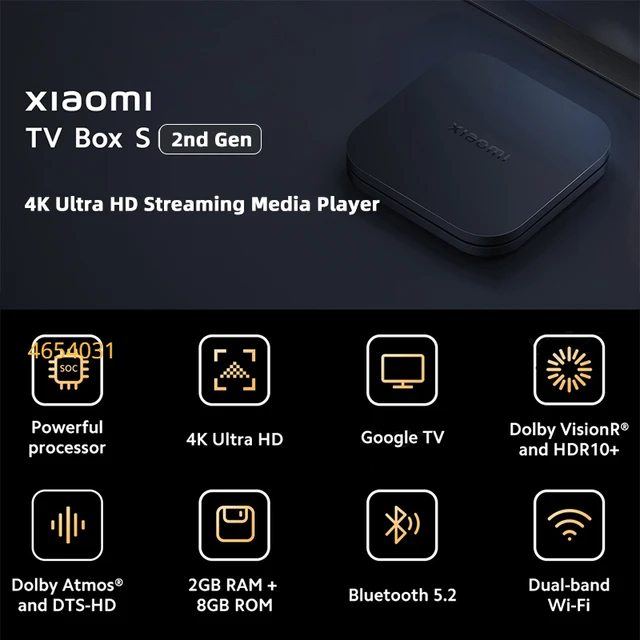 Global Version Xiaomi Mi TV Box S 4K Ultra HD Android 9.0 HDR 2GB 8GB WiFi  Google Cast Netflix Smart Media Player - AliExpress