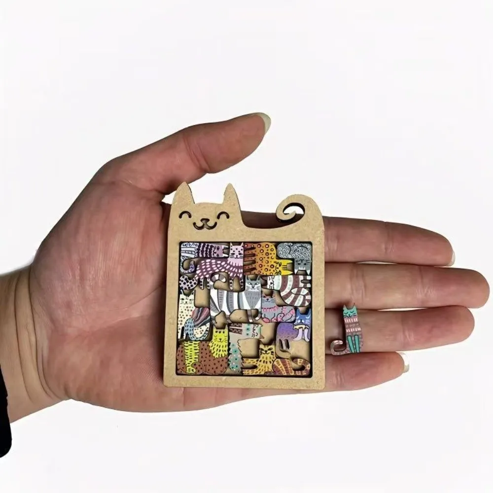 New Irregular Cat Puzzles Colorful Educational Game Brain Teaser Wooden Animal Cats Decorative for Children Birthday Gifts