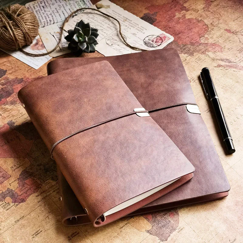 Vintage Soft PU Leather Travel Journal Notebook | Loose-leaf Binder Diary & Planner | School Stationery