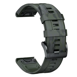 Tactical Camo Silicone QuickFit Watch Band - Premium Replacement Strap 22mm & 26mm - 26mm (Camo Army Green)