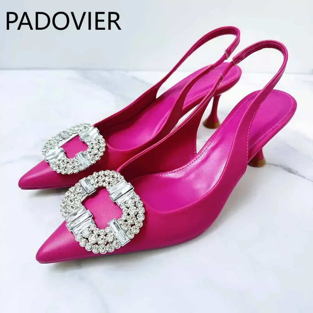 

M женские новые летние модные туфли на высоком каблуке 2024 розово-красные яркие декоративные туфли на высоком каблуке в Баотоу.