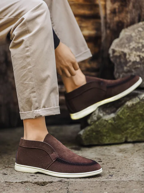 Mocasines de moda para hombre, zapatos informales de cuero de ante