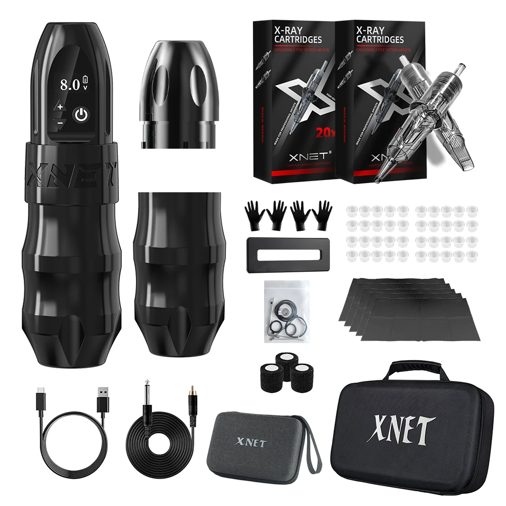 XNET Titan Wireless Tattoo Machine Kit with Extra 38mm Grip