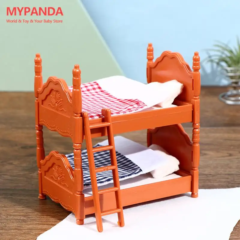 

1 Set Doll House Mini Bedroom Children Mini Double Bed Furniture Scene Toy for Child Kids Gift