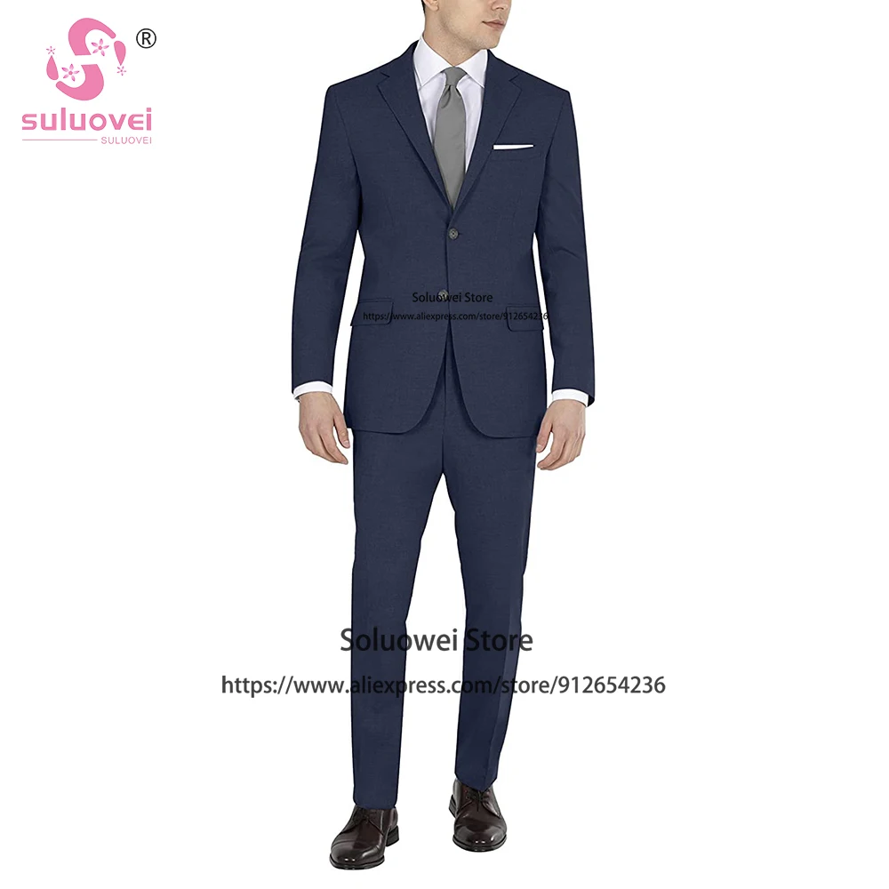 Fashion Slim Fit Suits For Men Wedding 2 Piece Pants Set Formal Grooms Dinner Two Button Tuxedos Blazer Terno Masculino Completo