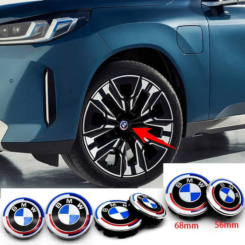 74mm 82mm 자동차 전면 후면 트렁크 배지 스티어링 휠 스티커 56mm 68mm 허브 센터 캡 BMW 50주년 기념 액세서리