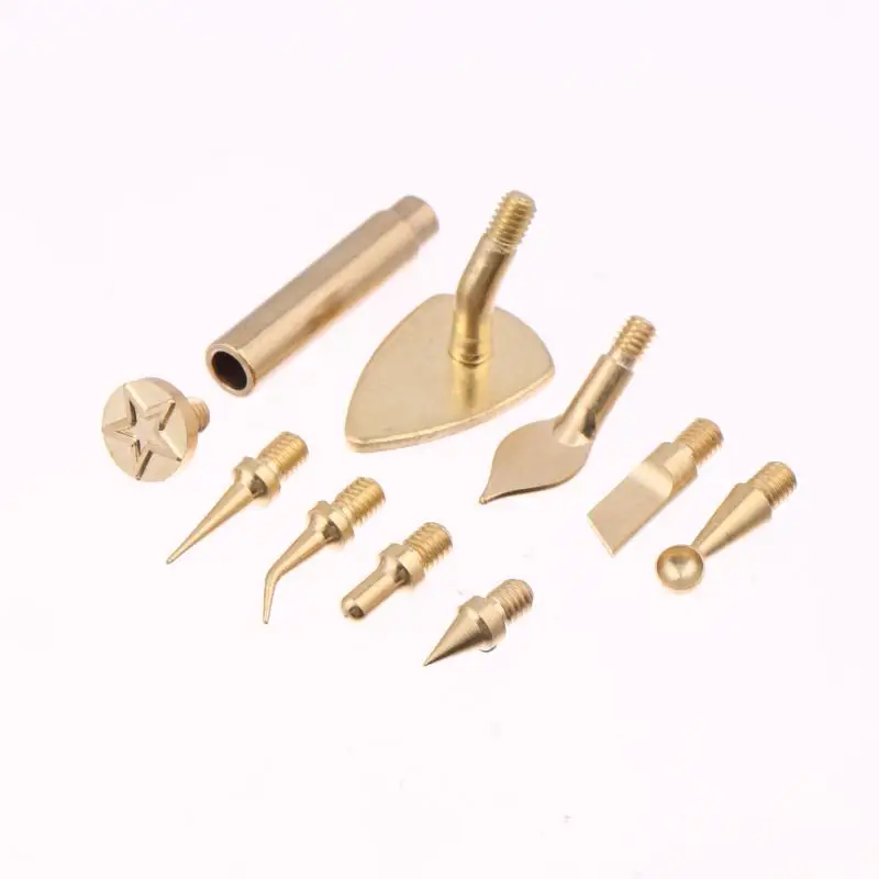 Gold 7/9/10Pcs Heat Insert Nut Iron Tip M2 M3 M4 M5 M6 M8 Brass Thread Embedded Kit Tool For Plastic 3D Printer Soldering Iron