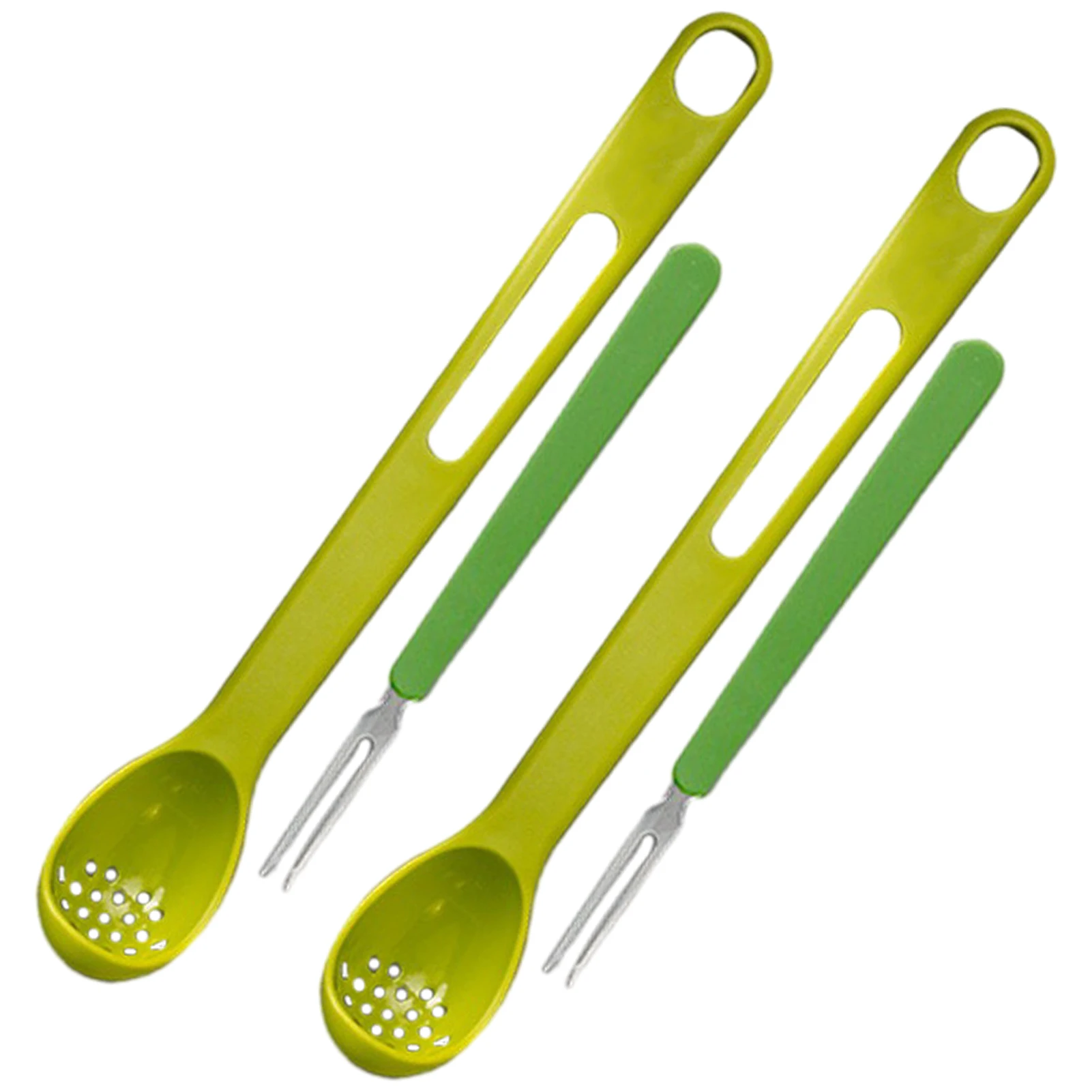 

2pcs Onions Convenient Multipurpose Cucumbers Long Handle For Kitchen Olives Cans Jar Green Spoon Fork Set Plastic Arugula