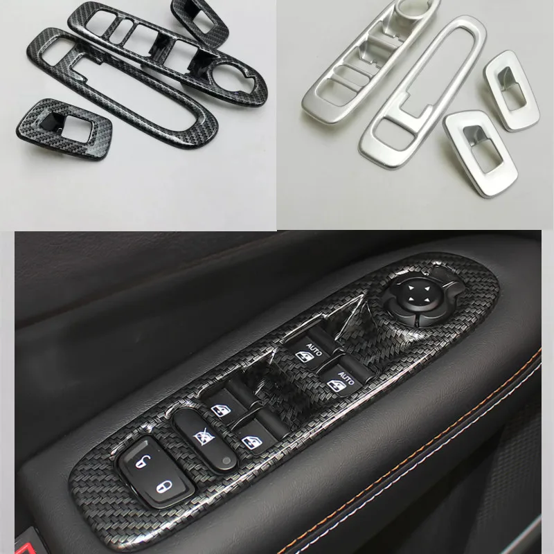 

Для Jeep Compass 2017- 2020 ABS углеродное волокно LHD Дверь Окно Стекло лифт переключатель панель управления декоративная крышка отделка Аксессуары