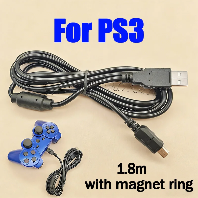 플레이스테이션 3 콘솔 컨트롤러용 1PC USB 충전 케이블, 자석 링이 있는 연장 게임패드 코드