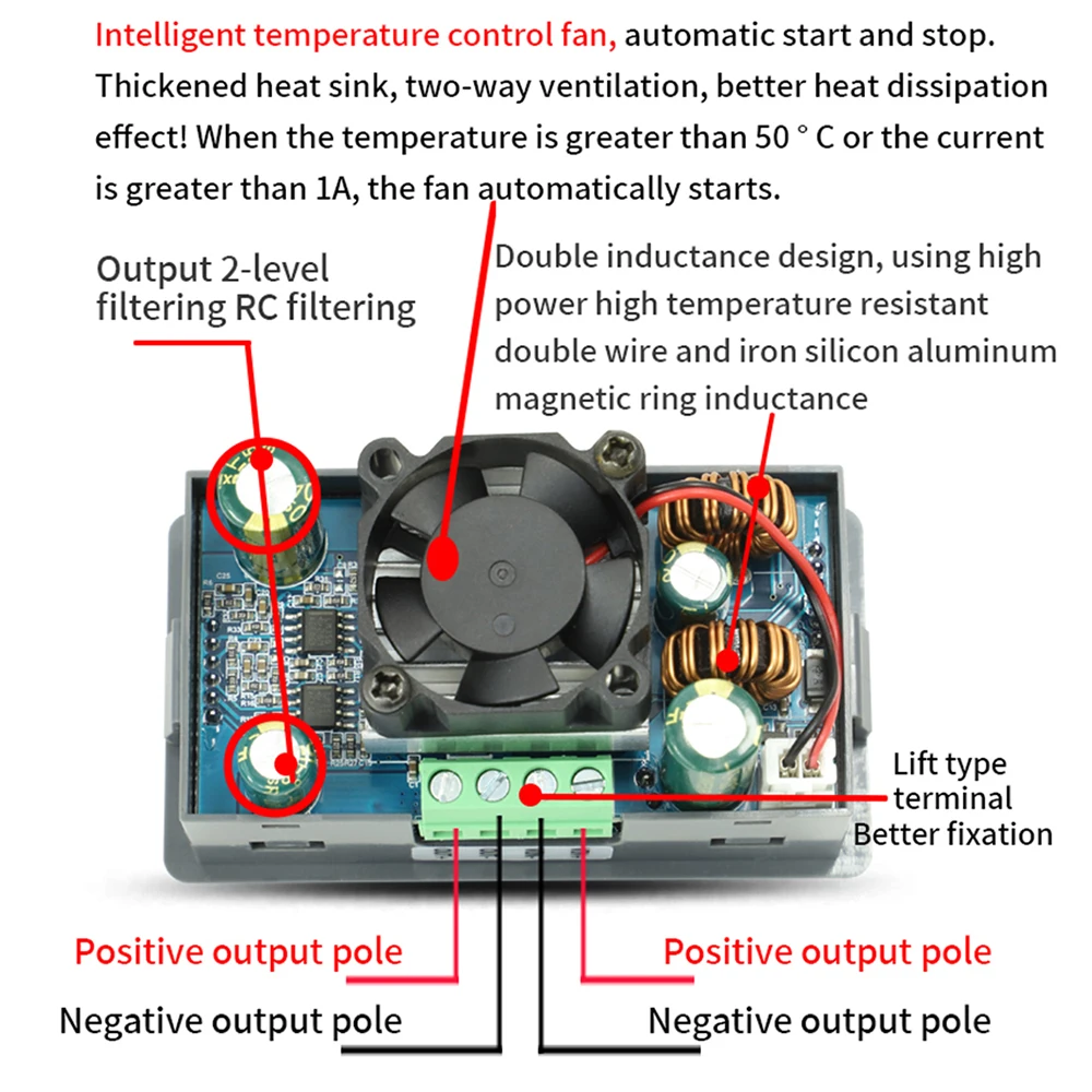 CNC DC Buck Boost Converter regulador de corriente de voltaje ajustable, módulo de fuente de alimentación reductor, 6-36V, 80W, 5V, 12V, 24V