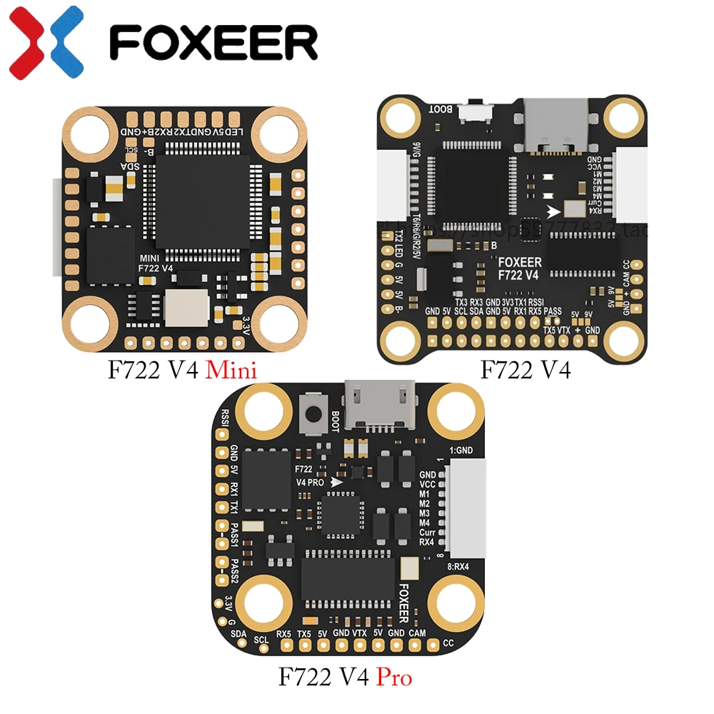 

Foxeer F722 V4/ Mini V4/ V4 Pro 2-6S DC5V/3A BEC Output BF OSD 16M Flash Memory Flight Controller For DJI FPV Air FPV Dronses