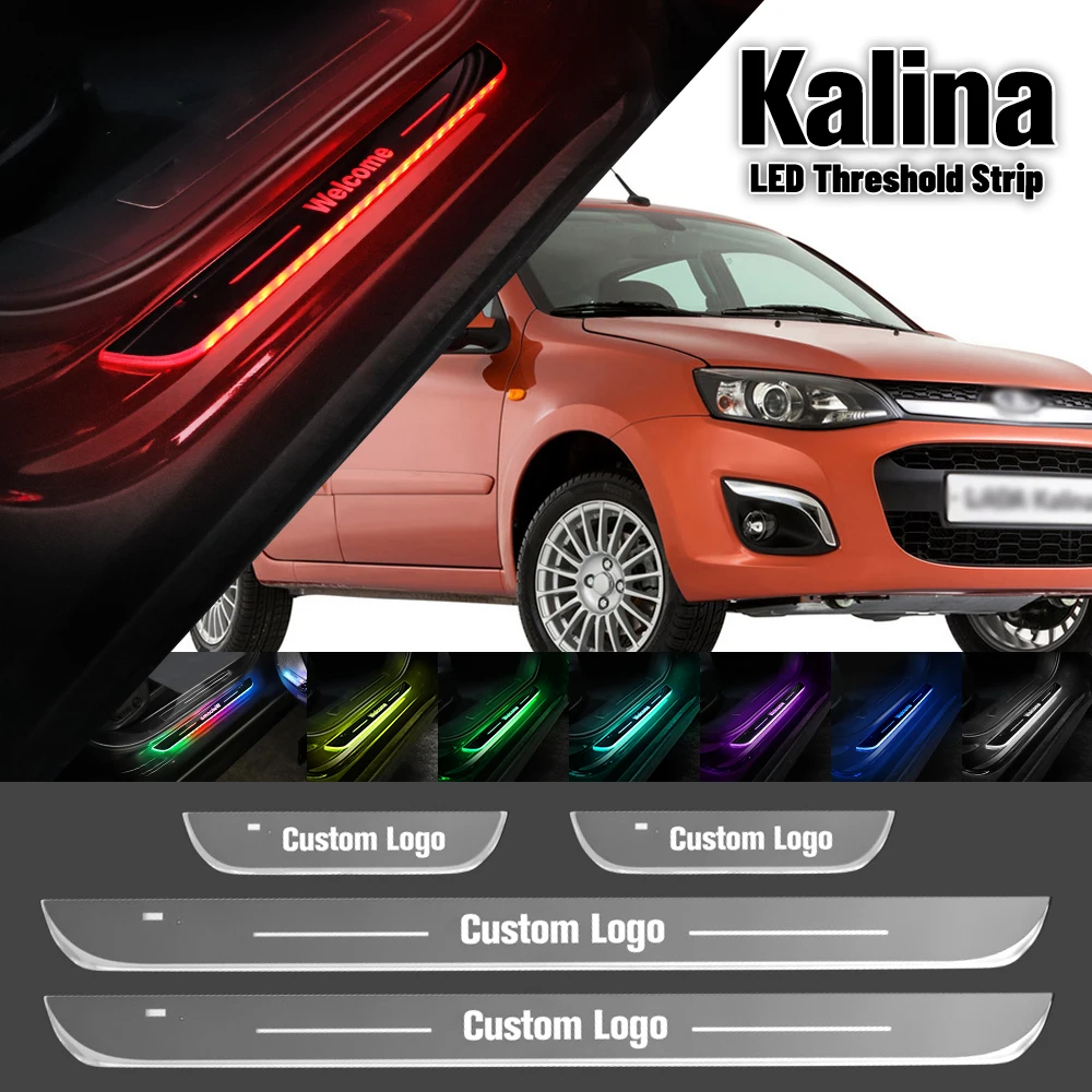 

For Lada Kalina 2004-2022 Car Door Sill Light Customized Logo LED 2014 2016 2019 2021 Welcome Threshold Pedal Lamp Accessories