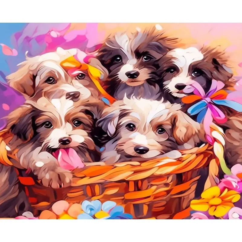 

Набор для рисования по номерам на собак и собак, без рамки