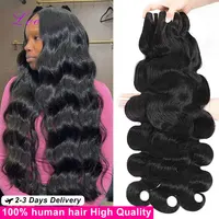 Extensions de cheveux humains 100% naturels brésiliens noirs Remy, qualité non traitée, ondulés et bouclés, 16A Body Wave, 30 et 32 pouces 1