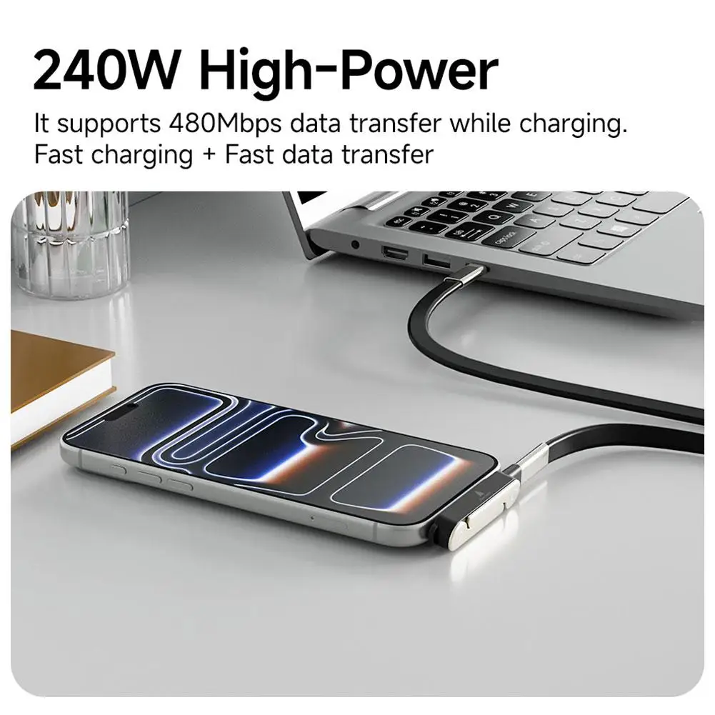 타입-C 브래킷 키트 240W 타입-C-타입-C 고속 충전 액체 실리콘 플랫 케이블/타입 C 어댑터 게임용 접이식 휴대폰 스탠드