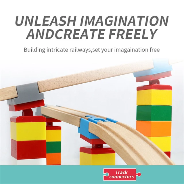 Wooden Train Track Set Accessories Wooden Track Adapter Building Blocks Connectors Compatible with Thomas Wooden Railway 4