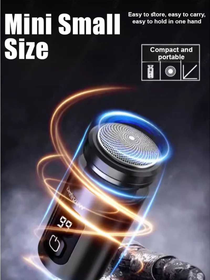 남성용 휴대용 LED 디지털 현수 블레이드 스틸 블레이드 전기 면도기, TYPE-C 충전식 건식 습식 듀얼 면도기