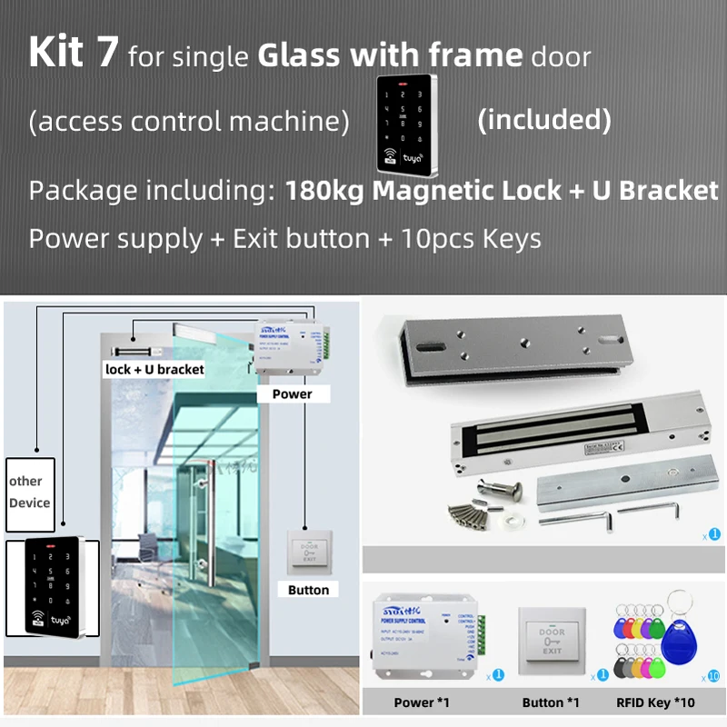 Wireless Smart Door Access Control System with Waterproof RFID Keypad and Remote Unlock Capability