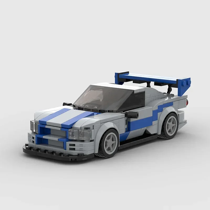 

MOC Brick Nissan GTR R34 Building Block Super Sports Car Vehicle Speed Champion Technology Creative Garage Toys for Boy Gift