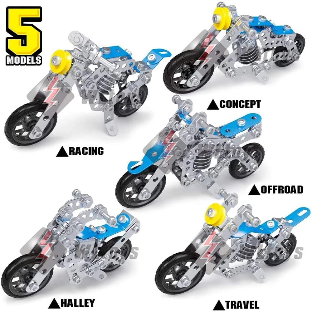 Metal Stem Building Construction Motorcycle Toy Kit