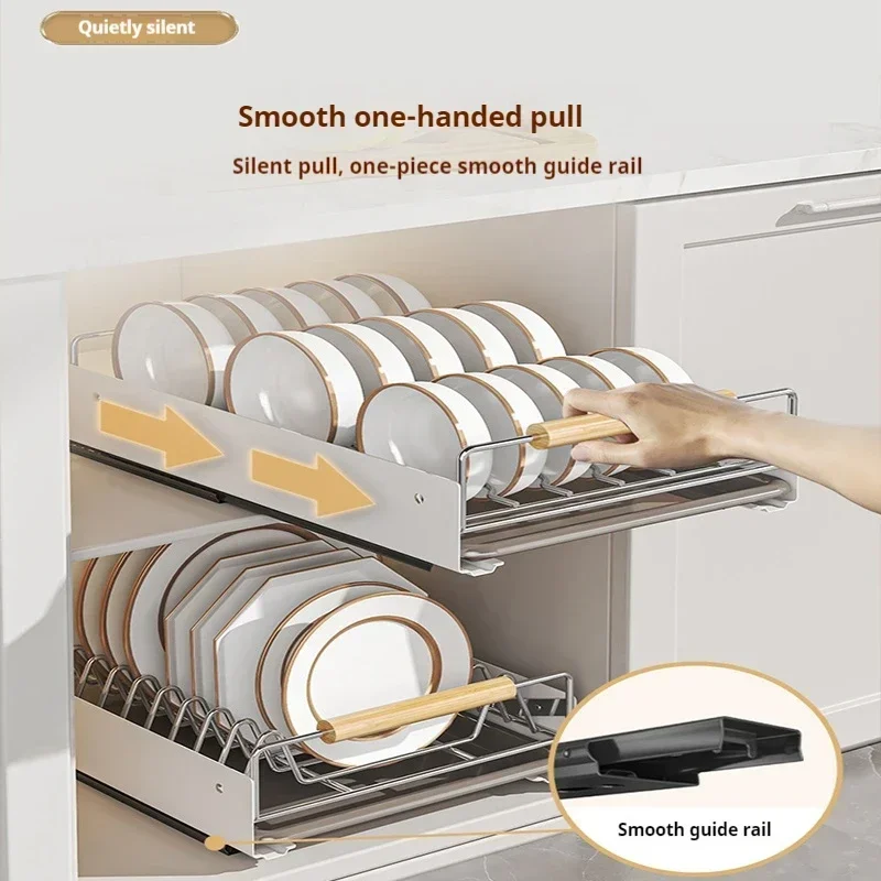 New Kitchen Storage Rack with Slide Rails Pull-out Kitchen Drawer Type Storage Tray Spice Box Rack Cabinets Organizer