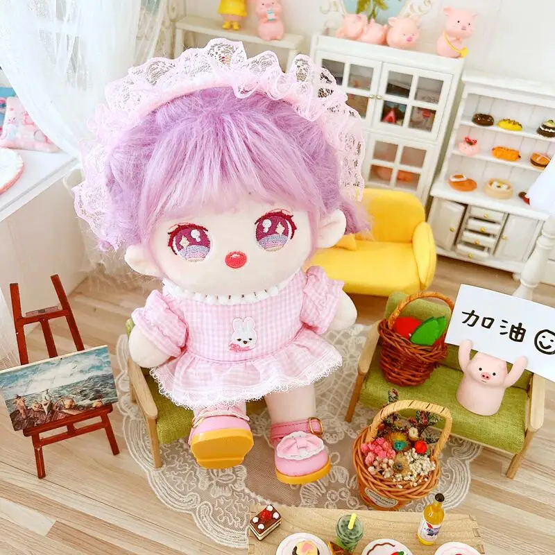 

20CM Star Doll Clothes Outfit Pink Skirt+Head Band+Shoes Dress Up Cute Plush Dolls Accessories EXO idol Dolls Fans Gift DIY Toy