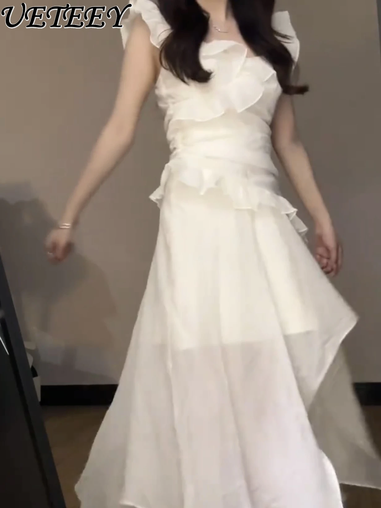 

Женское облегающее платье с асимметричным дизайном, Элегантное Белое Женское платье с летним рукавом, Новинка лета 2024, милое праздничное летнее платье