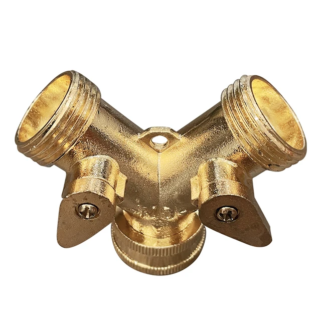 Tömlőcső Cső Osztó 3/4 Hüvelykes Sárgaréz Kert Kettős Áthaladó Gömbszelep -Osztó Csap Csatlakozók Öntözéséhez - Image 6