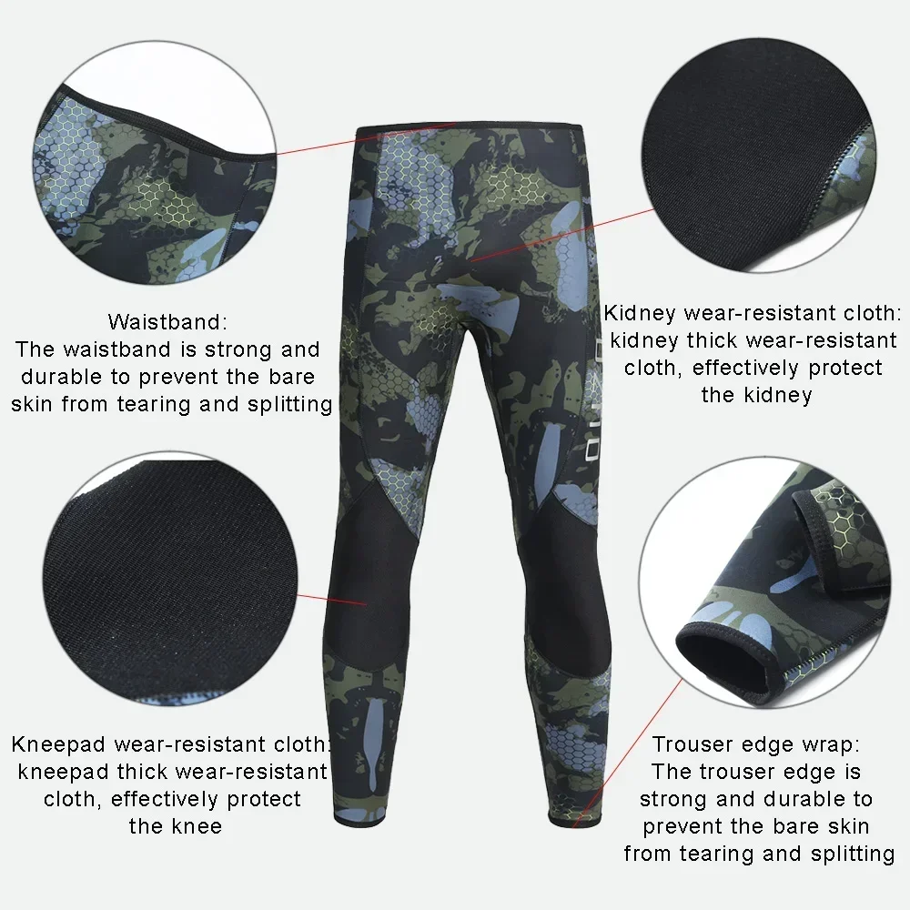 Men Spearfishing Wetsuit Neoprene 3.5mm 5MM 7MM Open Cell Camouflage Diving Suit 2pcs Set for Hunting,Scuba Dive
