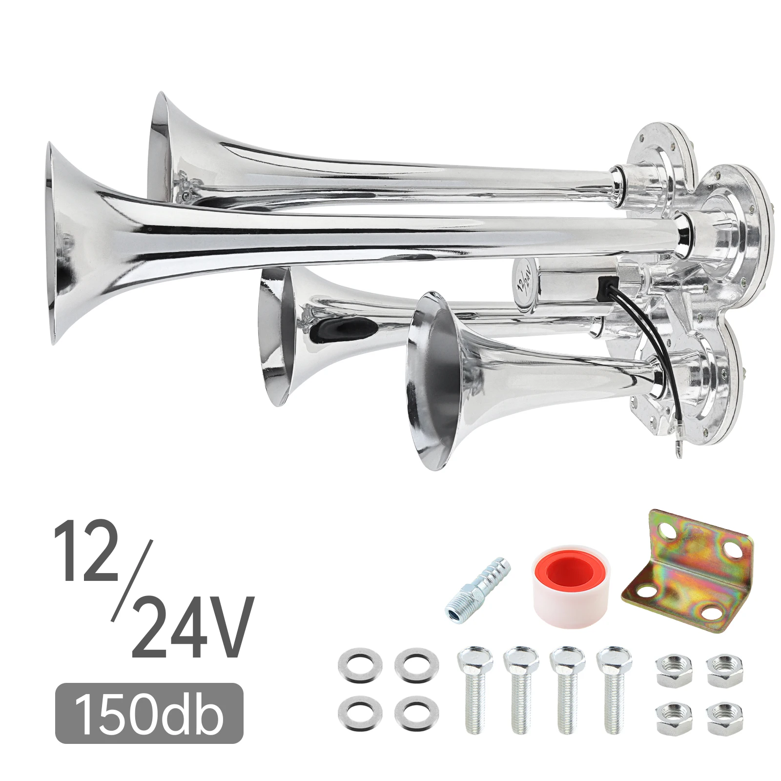 Air Horn Kit, 12V24V 150dB Super Loud Train Horn For Togo