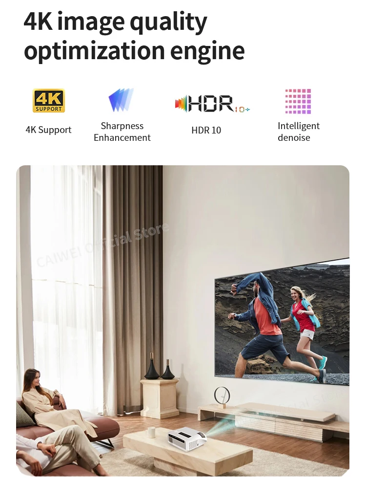 CAIWEI 4K Full HD Proyector 15000 Lúmenes con Experiencia Láser Cine En  Casa Proyectores de Cine Al Aire Libre para Smartphone