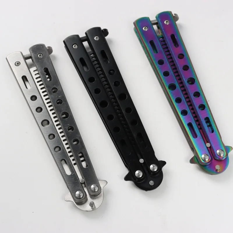 Foldable Comb Stainless Steel Practice Training Butterfly Knife Comb Beard Moustache Brushe Salon Hairdressing Styling black new 6