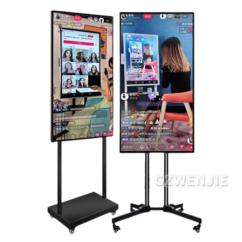 43 inch Smart Interact Screen Portable TV on Wheels Smart Wireless Portable Monitor With Moveable Stand HD Touch LCD TV