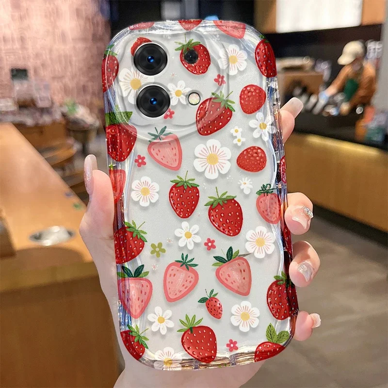 Cute Strawberry Pattern Clear Silicone Phone Case Cover