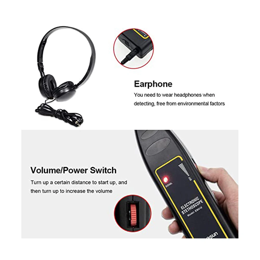 Ultrasonic Leak Detector Gas Leak Detector Car Noise Hearing Detection Diagnostic Tool 100Hz~10kHz 4
