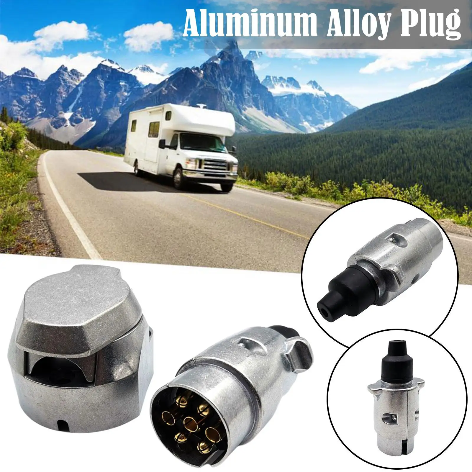 

Durable 7 Pin Aluminium Alloy Plug Trailer Towing Electrics 12V Connector Plug Professional Replacement For Truck Accessories
