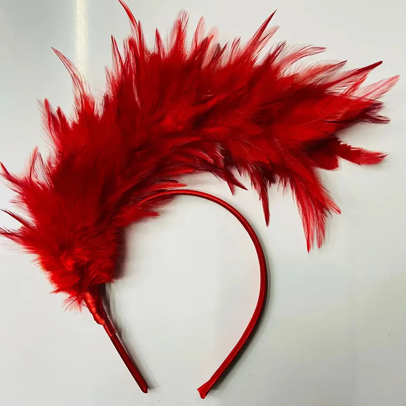 1PC Feather Headband Flapper Burlesque Dance Performance Hair Band Halloween Christmas Festival Party Headpiece Hair Accessories