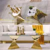 50 inch Gold and Clear Glass Coffee Table for Living Room with Gorgeous Polished Stainless Steel Base, Café Tables 3