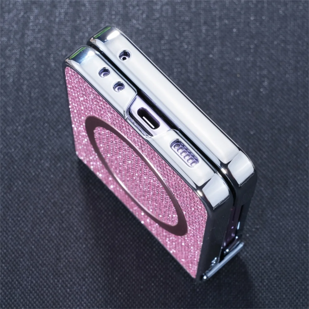 Luxury Glitter Magnetic Case with Wireless Charging Hinge Protection