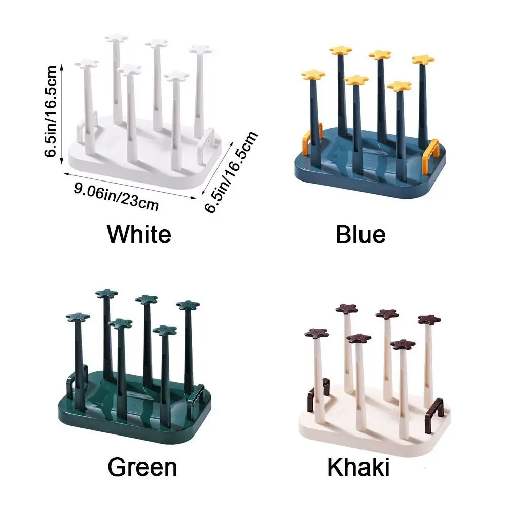 Plastic Cup Drying Rack Upside-Down Large Capacity Glass Cup Storage Rack with Handle Detachable Glass Cup Drainer Holder 6
