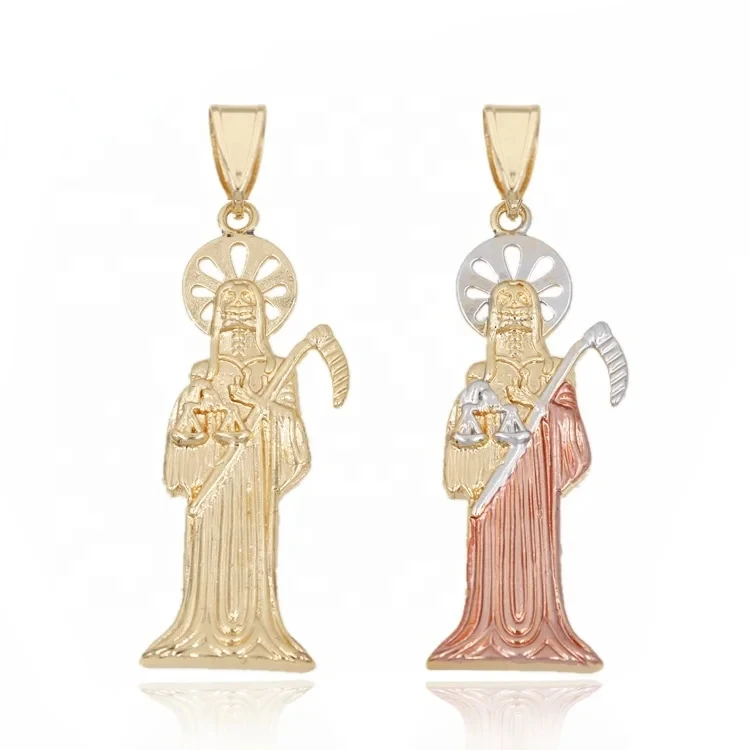 Ruixi New Fashion Oro Laminado 18K Placcato Oro Halloween Grim Reaper Morte Religiosa Vecchio Ciondolo Regalo Festa Commemorativa Giorno