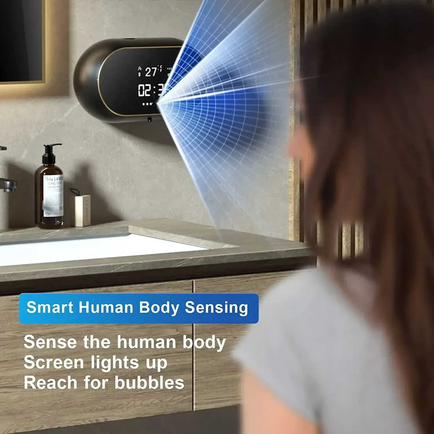 Automatic Sensor Foam Soap Dispenser Touchless with Digital Time Temp Display for Home Kitchen Bathroom Daily Use