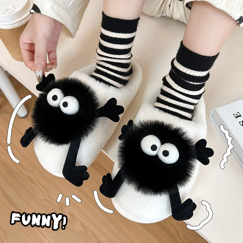 Cute Warm Slippers Cushion Slides Soft Warm Comfort Flat Fur Woman Cartoon House Slippers Funny Shoes Fluffy Comfy Shoes 2