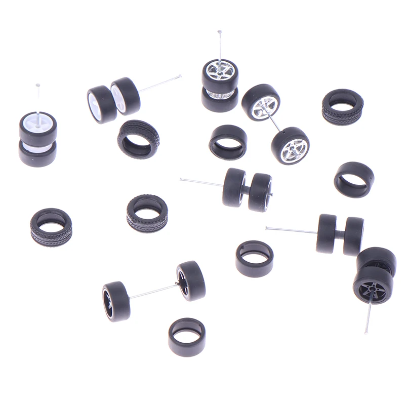 1Set DIY Racing Vehicle Toys 1:64 Car Wheels Rubber Tire With Wheel Axle Model Modified Part Vehicle Toy For Hotwheels 2