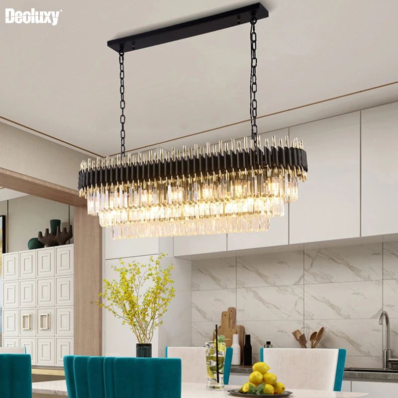 

DEOLUXY luxury modern crystal chandelier for dining room oval design black hang lamp large kitchen island cristal light